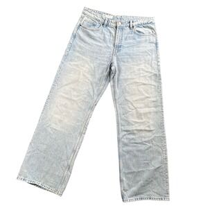Zara High Rise Wide Leg Jeans Light Wash 90s Straight Denim Minimalist 10 36x32
